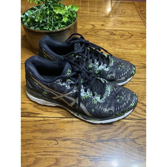 ASICS Gel Kayano 23 green/black running shoes white sneakers Mens size 8.5 - Picture 1 of 9